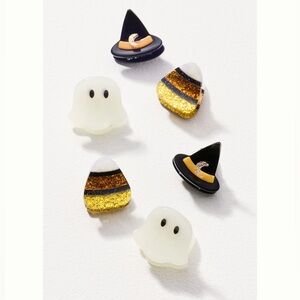 👻Anthropologie Mini Hair Claw Clips Small Halloween Witch Hat Ghost Candy Corn